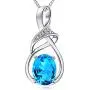 HXZZ Fine Jewelry Natural Gemstone Gifts for Women Sterling Silver Swiss Blue Topaz Amethyst Citrine Pendant Necklace HXZZ Fine Jewelry Natural Gemstone Gifts for Women Sterling Silver Swiss Blue Topaz Amethyst Citrine Pendant Necklace