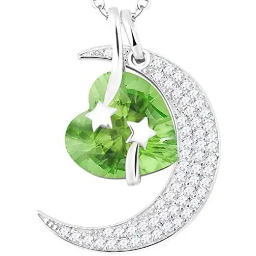 Peridot Necklace for Women Birthday Gifts Mom Wife I Love You to the Moon and Back Jewelry August Birthstone Sterling Silver Heart Moon Jewelry Peridot Necklace for Women Birthday Gifts Mom Wife I Love You to the Moon and Back Jewelry August Birthstone Sterling Silver Heart Moon Jewelry
