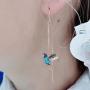 Hummingbird Earrings For Women Threader Earrings Dangle Drop Earrings Crystal Tassel Earrings Rhinestone Diamond Stud Earrings Thanksgiving Day Gift Fashion Jewelry For Women Girls(Pink/Blue)