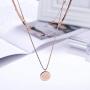Daesar Stainless Steel Necklace for Women Circle Gold Tag Mecklace 3 Layers Clavicle Chain Necklace Rose Gold Birthday Gift