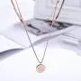 Daesar Stainless Steel Necklace for Women Circle Gold Tag Mecklace 3 Layers Clavicle Chain Necklace Rose Gold Birthday Gift Daesar Stainless Steel Necklace for Women Circle Gold Tag Mecklace 3 Layers Clavicle Chain Necklace Rose Gold Birthday Gift