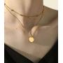 Deerllia Womens Gold Dainty Initial Necklace 18K Gold Plated Coin Pendant Name Layered Jewelry