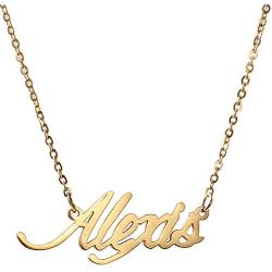 AOLO Personalized Custom Name Necklace Script Initial Nameplate Necklace Jewelry for Girls Womens