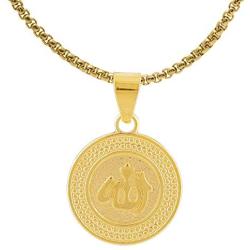 Fusamk Hip Hop Religious 18K Alloy Allah Medallion Tag Pendant Symbol Charm Necklace