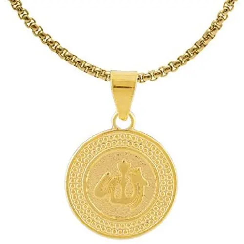 Fusamk Hip Hop Religious 18K Alloy Allah Medallion Tag Pendant Symbol Charm Necklace Fusamk Hip Hop Religious 18K Alloy Allah Medallion Tag Pendant Symbol Charm Necklace
