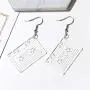 Acrylic Resin Cassette Tape Dangle Earrings Vintage Geometric Square Magnetic Tape Statement Earrings 90s 80s Accessories for Women Girls
