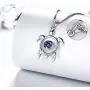 Aurora Tears Turtle Necklace/Earrings/Ring Set Celtic Spiral 925 Sterling Silver Sea Animal Viking Swirls Turtle Jewelry Sets Women Birthstone Ancient Symbol Crystal Cute Jewellery