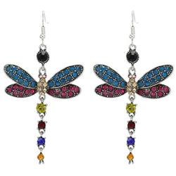 Womens Dragonfly Earrings Shining Zirconia Bird Wing Dangle Drop Earrings for Women Girls Fashion