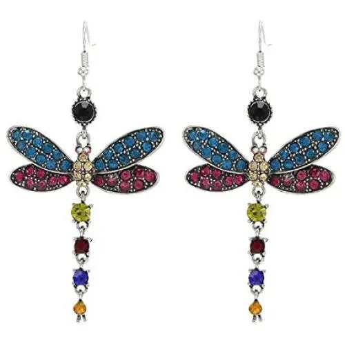 Womens Dragonfly Earrings Shining Zirconia Bird Wing Dangle Drop Earrings for Women Girls Fashion
