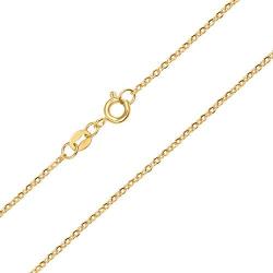 BEBEWO 14K Yellow Gold 1mm, 1.35mm Cable Chain Necklace for Women, Solid Gold Spring Clasp O Cable Chain Necklace 16inch-24inch