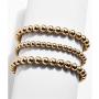5 Pcs Beaded Stackable Bracelets Set Brass Bead Ball Chain Elastic Bracelets Gold/Silver Stretch Bracelets Stretchable Bangles Friendship Couple Simple Delecate Jewelry for Women Men
