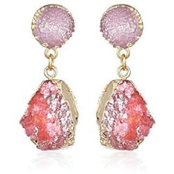 Geometric Statement Earrings Resin Druzy Stone Drop Earrings Irregular Faux Crystal Dangle Earring Jewelry for Women Girl Gift