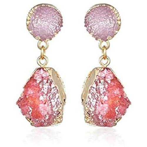 Geometric Statement Earrings Resin Druzy Stone Drop Earrings Irregular Faux Crystal Dangle Earring Jewelry for Women Girl Gift