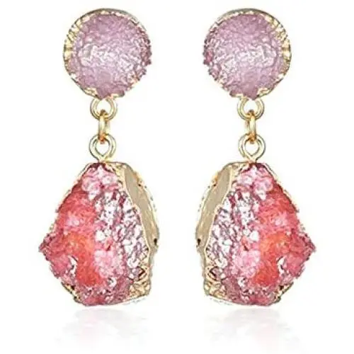 Geometric Statement Earrings Resin Druzy Stone Drop Earrings Irregular Faux Crystal Dangle Earring Jewelry for Women Girl Gift Geometric Statement Earrings Resin Druzy Stone Drop Earrings Irregular Faux Crystal Dangle Earring Jewelry for Women Girl Gift
