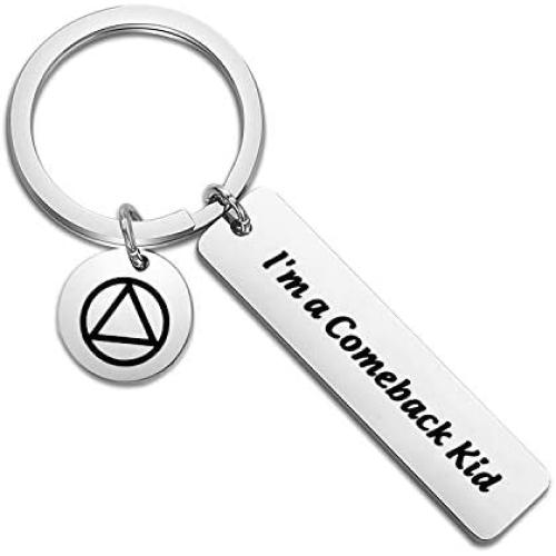 FOTAP Sobriety Gifts AA Recovery Jewelry Im A Comeback Kid Keychain Alcoholics Anonymous Gifts for Sober Sobriety
