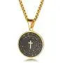 Round Cross Scripture Stainless Steel Pendant Necklace Metal Necklace for Men and Women Round Cross Scripture Stainless Steel Pendant Necklace Metal Necklace for Men and Women