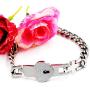 Uloveido Titanium Steel Cuban Chain Bracelets for Couples, His and Hers Square Heart Lock Bangles Matching Jewelry Set Y853
