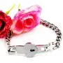 Uloveido Titanium Steel Cuban Chain Bracelets for Couples, His and Hers Square Heart Lock Bangles Matching Jewelry Set Y853