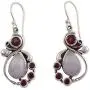 NOVICA Rainbow Moonstone and Garnet .925 Sterling Silver Dangle Earrings Exquisite NOVICA Rainbow Moonstone and Garnet .925 Sterling Silver Dangle Earrings Exquisite