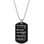 Queenberry Grandson Braver Stronger Smarter Love Granddad Grandma Photo Engraving Custom Dog Tag/Necklace - Black/Blue