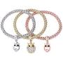 MEIDIJINGBEI 3PCS Gold/Silver/Rose Gold Corn Chain Crystal Charms Multilayer Bracelets for Women