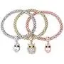 MEIDIJINGBEI 3PCS Gold/Silver/Rose Gold Corn Chain Crystal Charms Multilayer Bracelets for Women