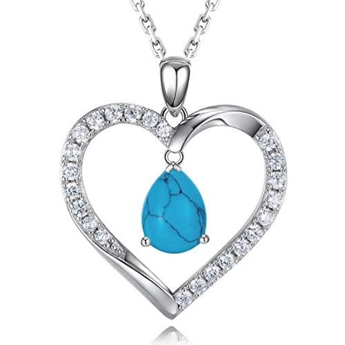 HAOSG 925 Sterling Silver Love Heart April Birthstone Simulated Diamond Necklace Mothers Day Birthday Jewelry Gifts for Her Women Girls, 16''+2'' Adjustable Chain