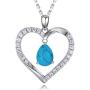 HAOSG 925 Sterling Silver Love Heart April Birthstone Simulated Diamond Necklace Mothers Day Birthday Jewelry Gifts for Her Women Girls, 16''+2'' Adjustable Chain