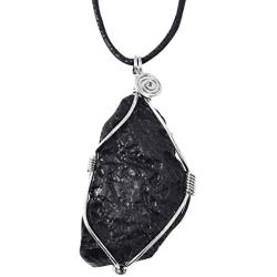 Shop LC Delivering Joy Tektite Pendant with Wax Robe Necklace for Women Fashion Jewelry Size 30''