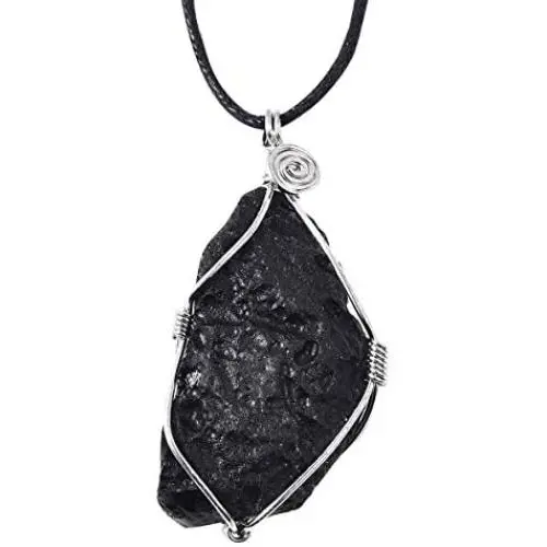 Shop LC Delivering Joy Tektite Pendant with Wax Robe Necklace for Women Fashion Jewelry Size 30''
