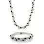 Gem Stone King 17 Inch White Cultured Freshwater Pearl and Black Crystal Necklace + Bracelet Set 7 Inch Gem Stone King 17 Inch White Cultured Freshwater Pearl and Black Crystal Necklace + Bracelet Set 7 Inch