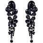 EVER FAITH Womens Crystal Gorgeous Tear Drop Wedding Dangle Pierced Earrings Jet Color Black-Tone