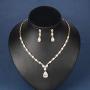 WeimanJewelry Round Cubic Zirconia CZ Teardrop Bridal Necklace and Dangling Earring Set for Women Wedding Party Prom