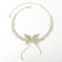 Gangel Gold Silver Butterfly Choker Rhinestone Tennis Chain Fashion Bow-knot Necklace Bling Pendant Jewelry for Party Dating Vacation for Women and Girls(Pack of 1) (Gold)