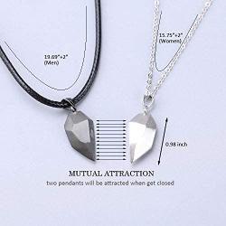 SWAGITLOUD 925 Sterling Silver Mutual Attraction Braided Couple Distance Necklaces He and She Love Heart Pendants with Magnet 2 PCS Gift Jewelry Set for Women Men