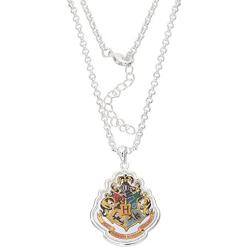 Harry Potter Womens and Girls Jewelry Silver Plated House Crest Pendant, 16''+2''