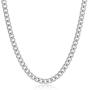 The Bling Factory 3mm High-Polished Stainless Steel Beveled Curb Chain Necklace