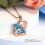 JWARTIZIAON Heart Necklace Jewelry for Women - Plated Pendant Necklace Jewelry with Blue Crystal, Anniversary Birthday Jewelry Gifts Rose Gold