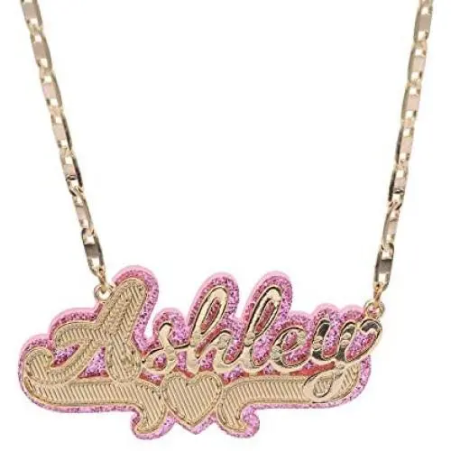 Personalized Custom Name Necklace Double Nameplate Acrylic board Made Any Name Dazzling and Stunning Personalized Custom Name Necklace Double Nameplate Acrylic board Made Any Name Dazzling and Stunning