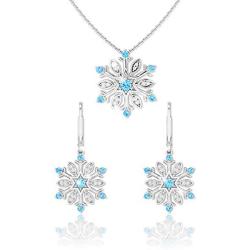 Belinda Jewelz Sterling Silver Gem Snowflake Earrings and Pendant Necklace Set