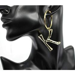 HSQYJ Fashion DIY Big 26 Crystal Letter Charm Bamboo Initial Pendant Necklace Pearl Brooch Pin Hoop Earrings Gold-Plated 20 Inch Chain Letter A-Z Best for Women Girl Jewelry Gift