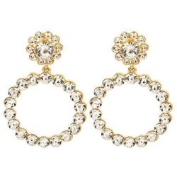 SERAKI Fashion Women Crystal Large Hoop Circle Lady Luxury Drop Dangle Earrings Jewelry (Crystal - Gold)