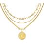 LANE WOODS Layered 18k Gold Plated Necklaces for Women - Multilayer Coin Medallion Pendant Necklace Adjustable Layering Choker Necklaces Chain Set for Women Girls Jewelry