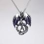 Mystical Purple Dragon Medieval Renaissance Pendant Necklace