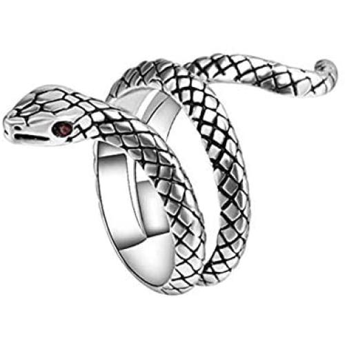 Eriokk Snake Rings, Punk Vintage Animal Opening Adjustable Knuckle Snake Rings For Teen Girls Women Men Cool 925 Sterling Silver Jewelry Rings