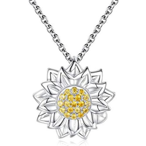 925 Sterling Silver Cremation Jewelry for Ashes - Sunflower Urn Necklace Memorial Ash Pendant Bereavement Keepsake Gifts for Loss of a Loved One