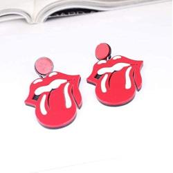 YINLIN Cute Funny Acrylic Big Red Lip Dangle Stud Earring Sexy Punk Style Exaggeration Hip Hop Jewelry