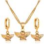 HUJUON Gold Angel Baby Necklace Hoop Earring Set for Women.Cherub Angel Wing Guardian Dangle Earring Pendant Necklace