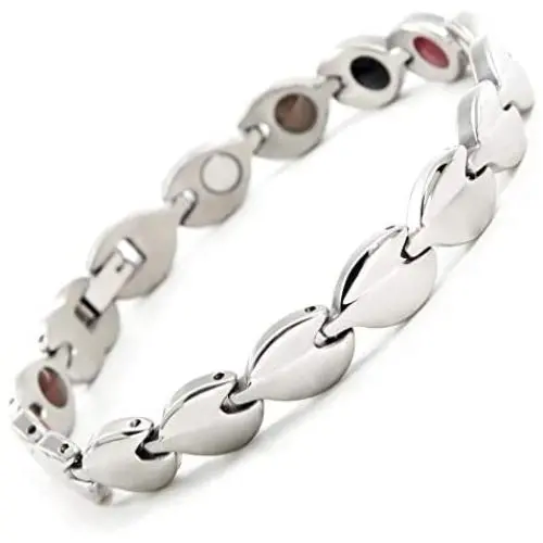 N+NITROLUBE Magnetic Therapy Bracelet for Women Stainless Steel Bracelets Link Elegant Magnetic Jewelry Gift (Silver, 7.87) N+NITROLUBE Magnetic Therapy Bracelet for Women Stainless Steel Bracelets Link Elegant Magnetic Jewelry Gift (Silver, 7.87)