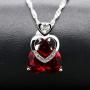 Uloveido Big Red Purple Heart Pendant Necklace AAA Cubic Zirconia Stud Drop Earrings and Solitaire Ring Crystal Wedding Engagement Jewelry Set for Women Girls Gift T086